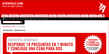 Opinió de usuarios incentivada con sorteo de cena