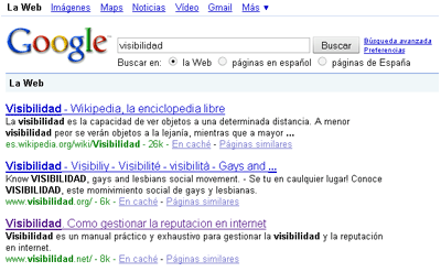 Visibilidad, en Google