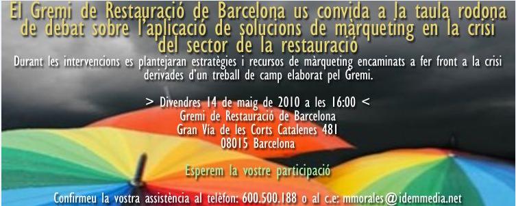 Invitación debate Gremi de Restauración de Barcelona