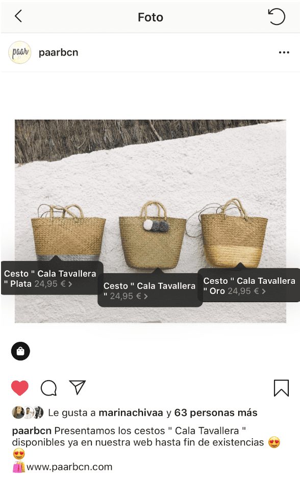 Instagram productos etiquetados