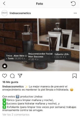 Publicación producto Instagram