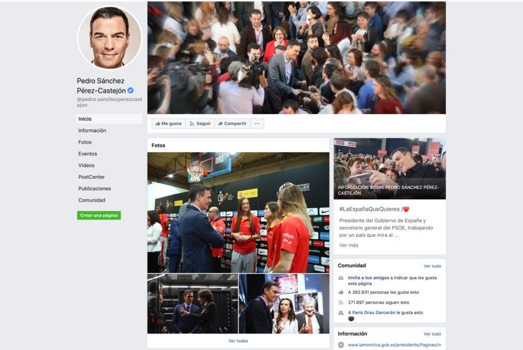 Perfil pedro sanchez Facebook