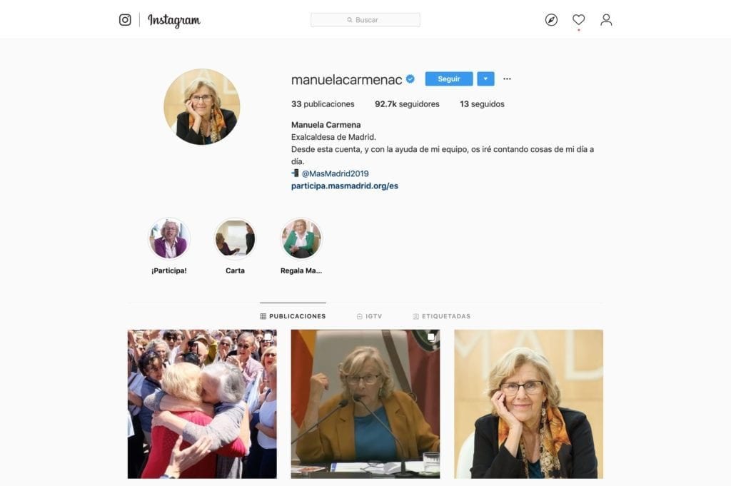 perfil instagram manuela carmena