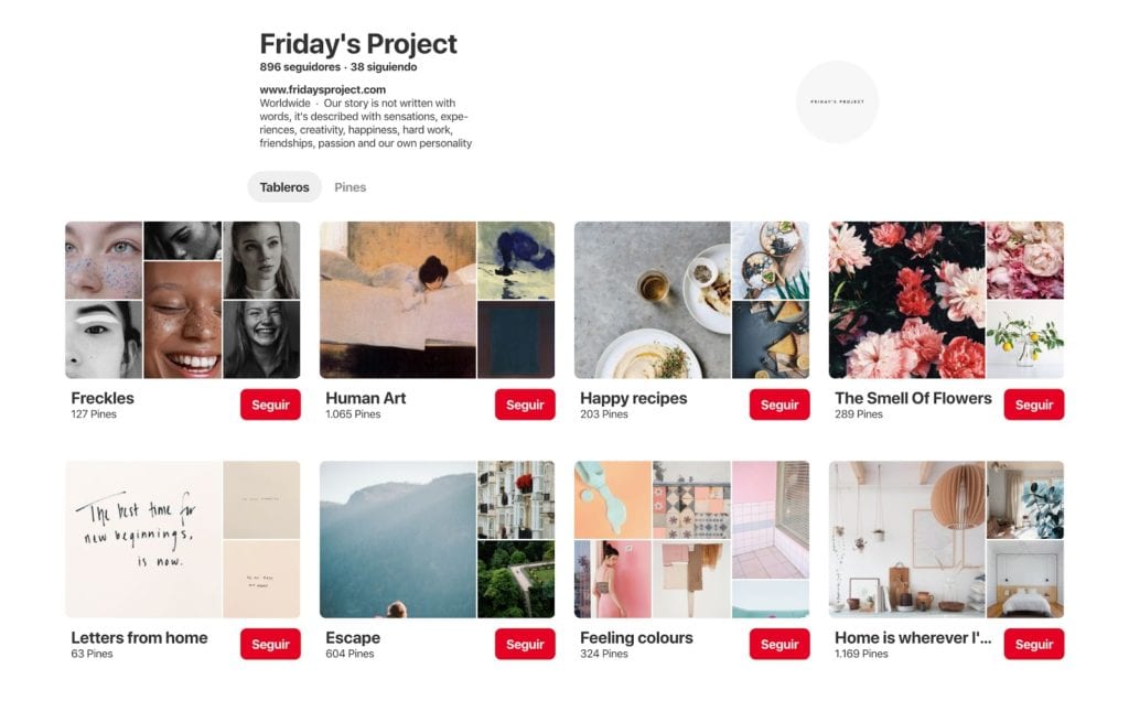 Perfil Pinterest Friday's Project